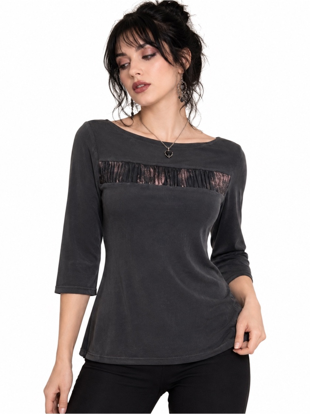 Vintage Y2K-Era Rialto Black
Ruched Detail Top